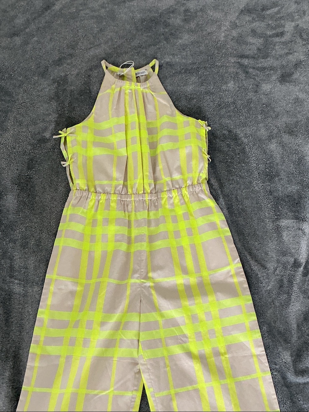 Burberry Neon Yellow Plaid Halter Jumpsuit